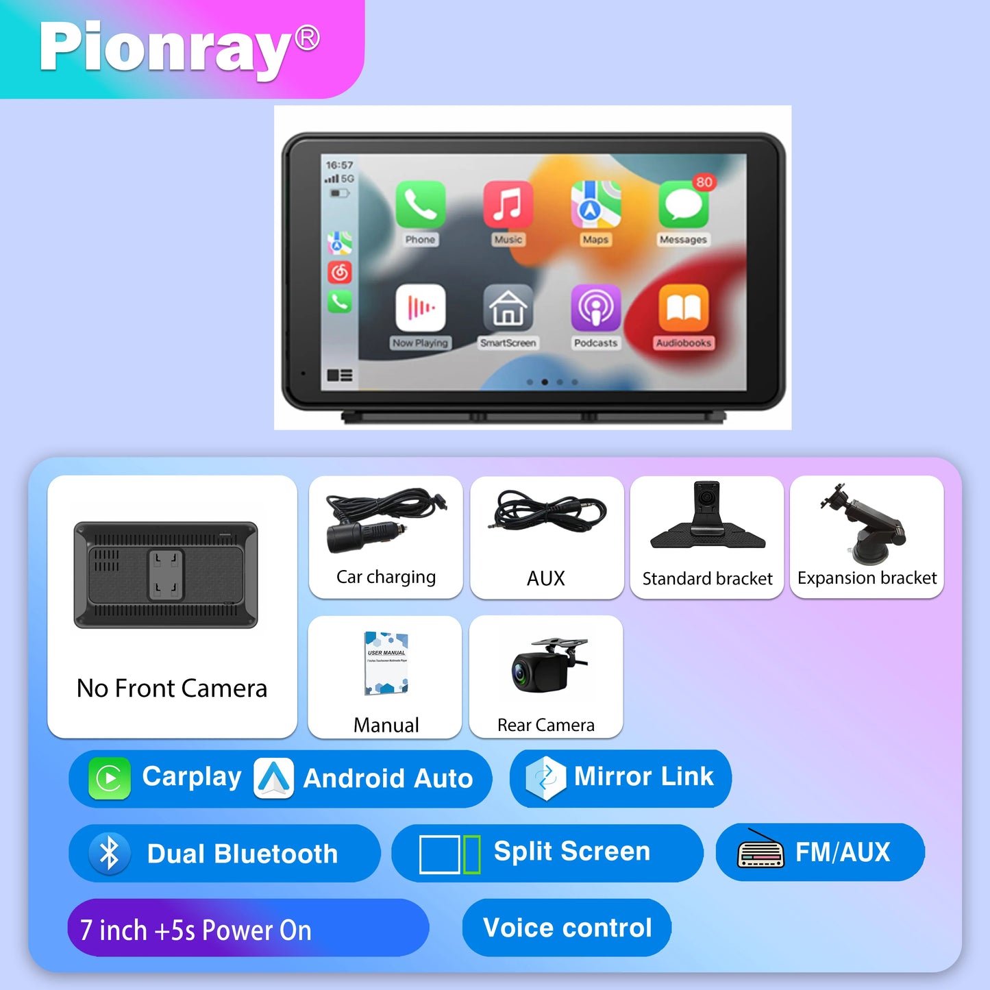7/10 Inches Android Auto Universal Portable Carplay for Car Screen Car Radio Video Wireless Carplay Screen for Apple
