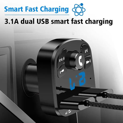 3.1A FM Transmitter Wireless Bluetooth 5.0 Car MP3 Player Dual USB Fast Charging Adapter in Car Noise Reduction Audio Receiver